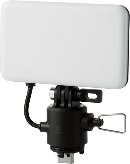 ELECOM NESTOUT Outdoor Camping LED Panel Flashlight w/Mini Tripod, Dimmable USB Powered LED Light, IP44 Water Dust Resistant, 30-1000 Lumen, Portable Lantern for NESTOUT Power Bank, Black (Flash-1)