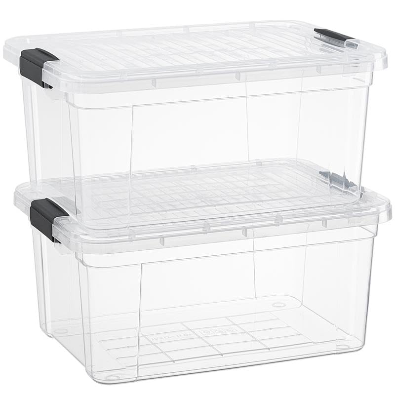 Superio Clear Storage Boxes with Lids, 20 Quart Plastic Container Bins for Organizing, Stackable