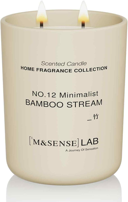 M&SENSE Natural Soy Candle| Bamboo Stream | 16.6 oz, 95H Burn | Minimalist Scented Candle for