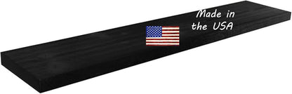 joelsantiques 60 Inch Wooden Floating Shelves for Wall - 60x12x2 in - Made of Natural Wood - Long Heavy Duty Rustic Wall Shelves for Bedroom - Perfect for Living Room, Kitchen - Black