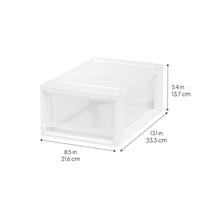 IRIS USA 8-Pack, 6 Qt. Small Stacking Drawer Storage Organizer, White