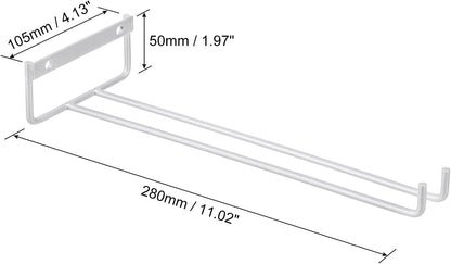 uxcell 5Pcs Wine Glass Rack, 11.22 Inch Iron Wine Glasses Rack Under Cabinet Stemware Rack - Wall Mountable Wine Glass Holder Storage Hanger for Bars Coffee Restaurants Kitchens, Silver