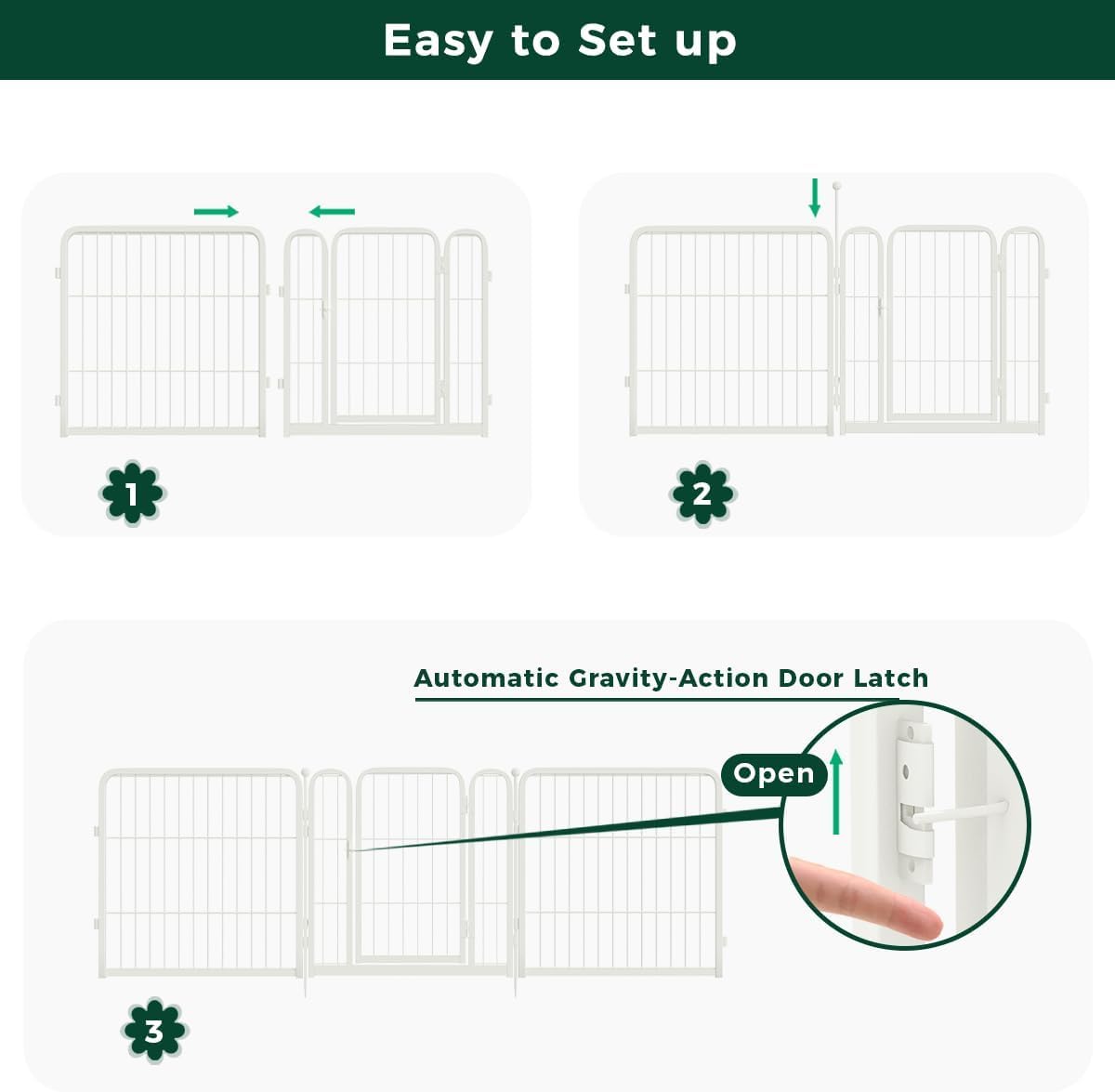 FXW Garden Fence Outdoor for The Yard – 40in(H) x 108.0ft(L) Heavy Duty Metal Animal Barrier for Dog and Rabbit, Decorative Dog Fence, 48 Panels, White