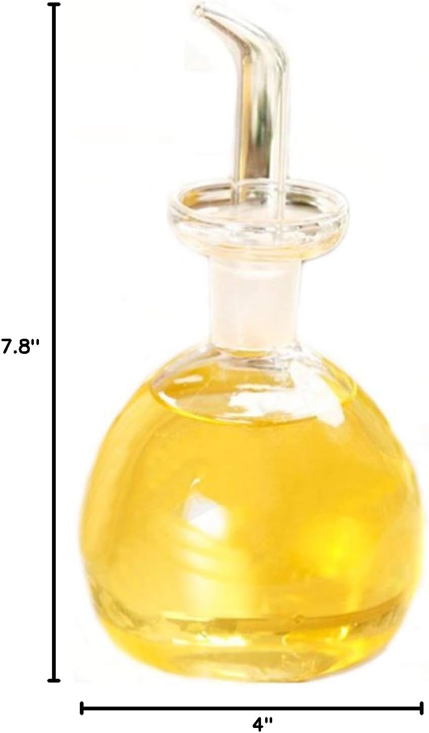 ELETON Cylindrical 8 oz Olive Oil Dispenser Bottle Glass with No Drip Spout -Olive Oil & Vinegar Dispenser Glass Cruet Decanter- Glassware Seal Handicraft Easy Clean Drip Free Bottles for Kitchen