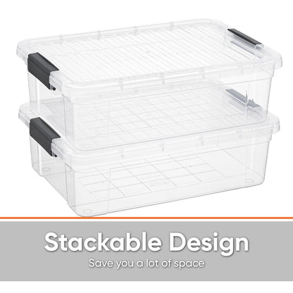 Superio Clear Storage Box with Lid, 22.5 Quart Plastic Container Bins for Organizing, Stackable