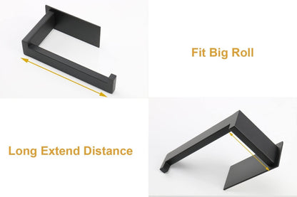 Toilet Paper Holder, Self Adhesive Tissue Holder Stainless Steel Rustproof Paper Roll Holder, No Drilling Easy to Install, Toilet Paper Rack Suitable for Office, Bathroom (2, Matte Black)