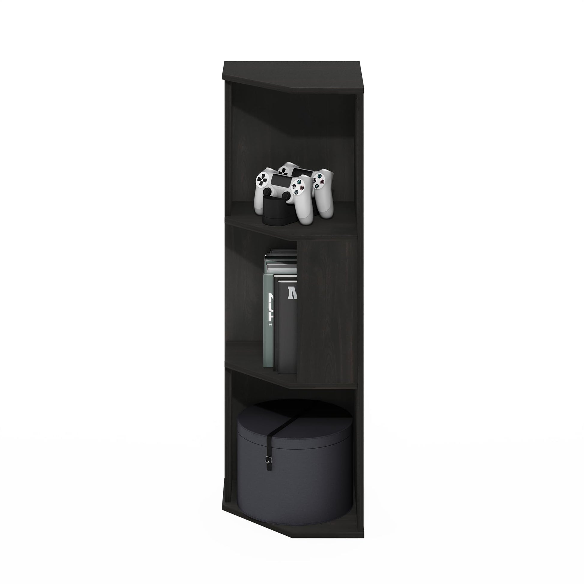 Furinno ECON Corner Shelf, 3-Tier Corner Book Shelf, Standing Storage Shelves, Cube Display Rack