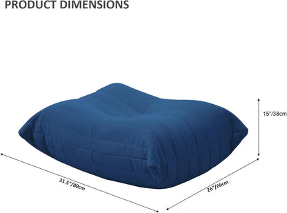 Luxury Ottomans, Modern Square Foot Rest for Sofa Couch Chair, Lazy Floor Seating, Fireside Bean Bag Chair, Tatami Sofa Lounger for Living Room, Bedroom, Office, Black