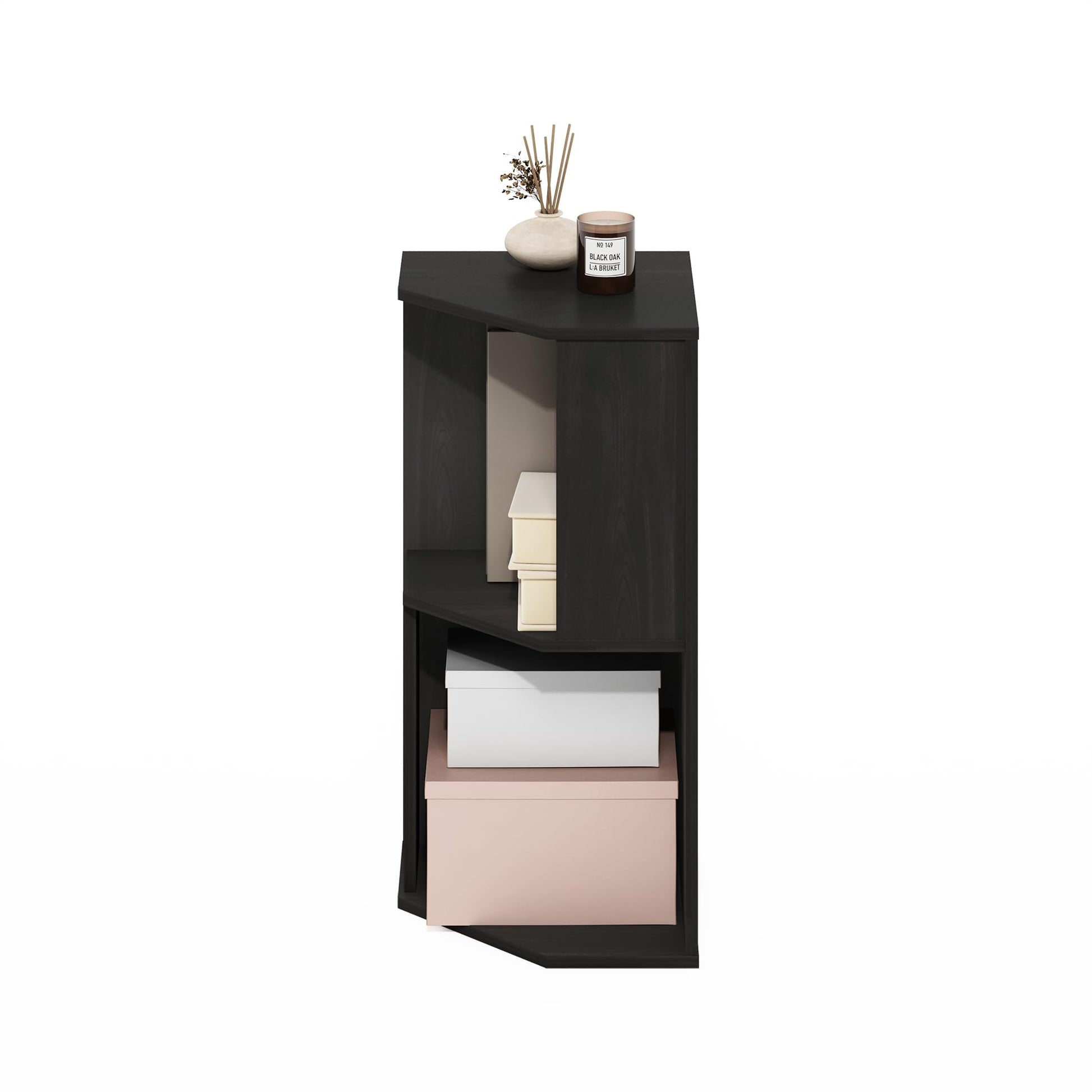 Furinno ECON Corner Shelf, 2-Tier Corner Book Shelf, Standing Storage Shelves, Cube Display Rack