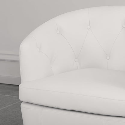 360° Swivel Leather Accent Chair, Modern Barrel Club Chair with Leather Upholstery and Sturdy Base, Comfortable Armchair for Living Room, Bedroom, Reading Nook, White