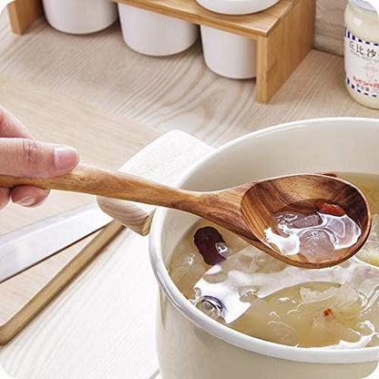 7 Pcs Acacia Wood Cooking Utensils Set Large Wooden Spoons for Cooking Spatula Salad Mixing Spoon Non Toxic Utensil for Kitchen Use Spatulas Non Stick Turner Slotted Serving Spoon Kitchen Utensils