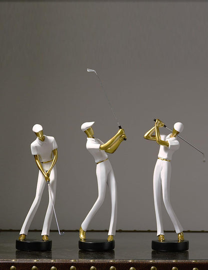 HAUCOZE Golf Figurine Statue Golfer Decoration Arts Home Decor Sculpture Polyresin White 9.6 inch