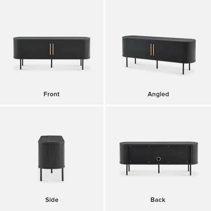 mopio Quin TV Stand, Mid Century Modern for 55/60/65 inch TV, Farmhouse TV Stand, Entertainment Center with Storage, TV and Media Console for Living Room (Black, 59" Tambour)