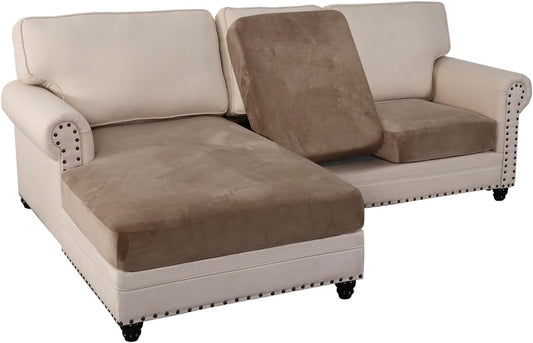 PrinceDeco Sectional Couch Covers 3 Pieces Velvet Sofa Covers L Shape Soft Couch Covers for