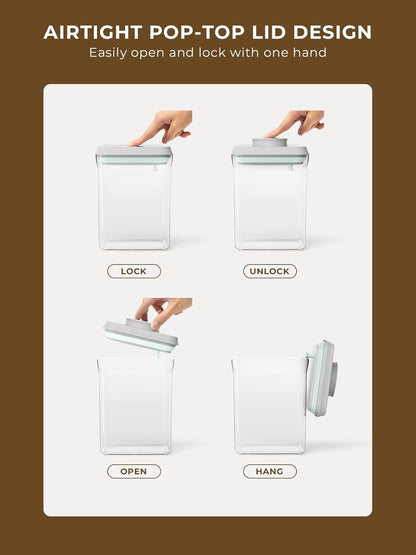 Airtight Pop Food Containers, 2-Piece Leakproof Cereal Containers Pantry Storage Containers with Lids - (2.0 Qt & 0.9 Qt)