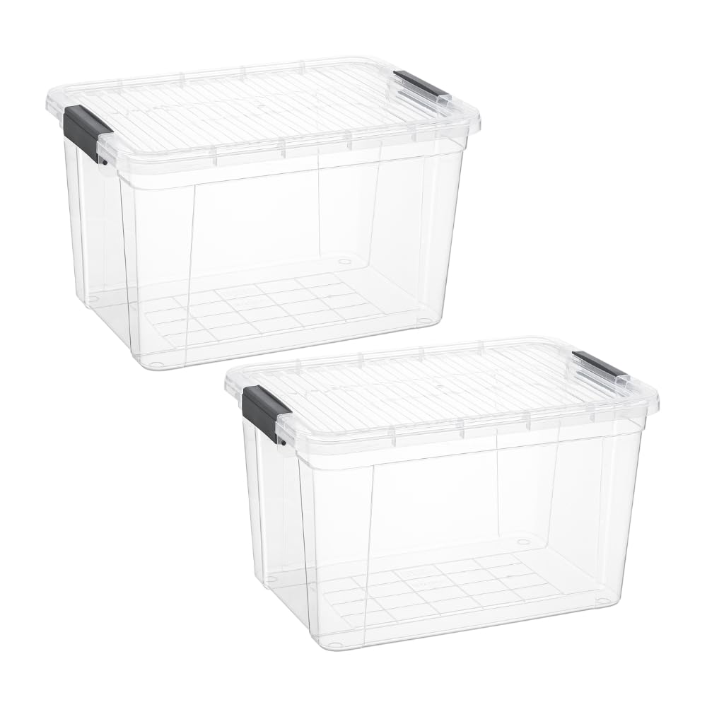 Superio Clear Storage Boxes with Lids, 14.25 Quart Plastic Container Bins for Organizing, Stackable