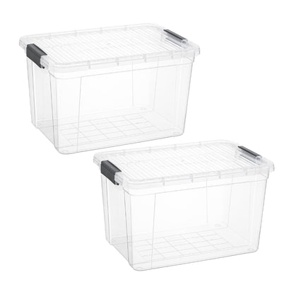 Superio Clear Storage Boxes with Lids, 14.25 Quart Plastic Container Bins for Organizing, Stackable