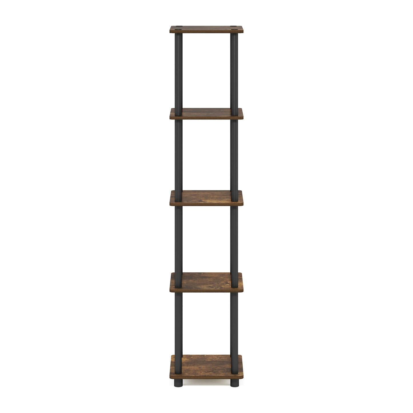 Furinno Turn-N-Tube Storage Shelves, 5-Tier Square Book Shelf, Corner Shelf, Toolless Open Shelves