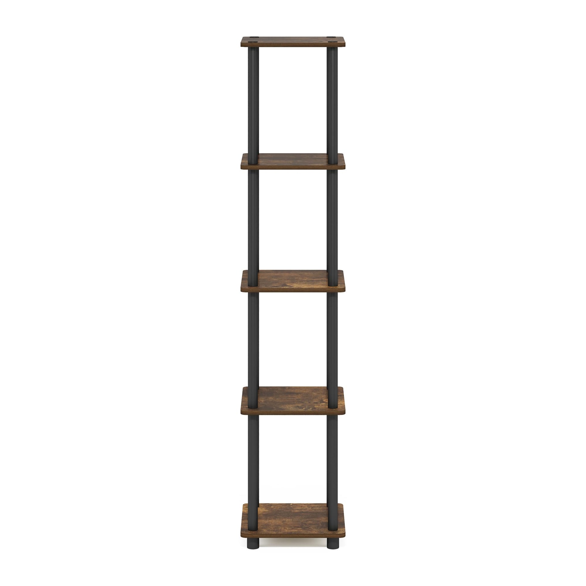 Furinno Turn-N-Tube Storage Shelves, 5-Tier Square Book Shelf, Corner Shelf, Toolless Open Shelves
