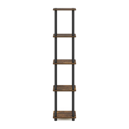 Furinno Turn-N-Tube Storage Shelves, 5-Tier Square Book Shelf, Corner Shelf, Toolless Open Shelves