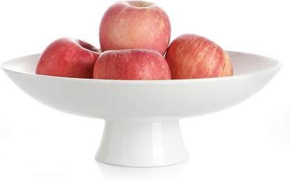 Kanwone Large Fruit Bowl for Kitchen Counter - Decorative Bowls for Home Décor - Ceramic Fruit Bowl, Pedestal Bowl - Modern Key Bowl for Entryway Table - 11.5 Inches, White