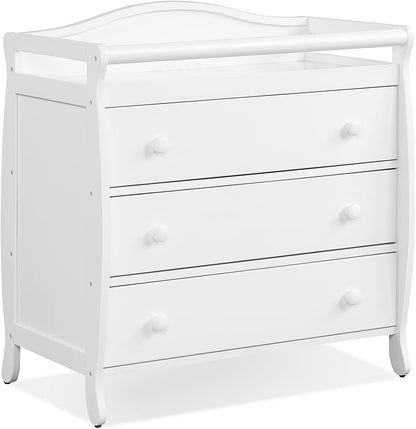 Costzon 3-Drawer Changing Table, Infant Diaper Changing Station with Drawers, Safety Rails & Strap, Baby Changing Table Dresser for Nursery, Easy Assembly (White)