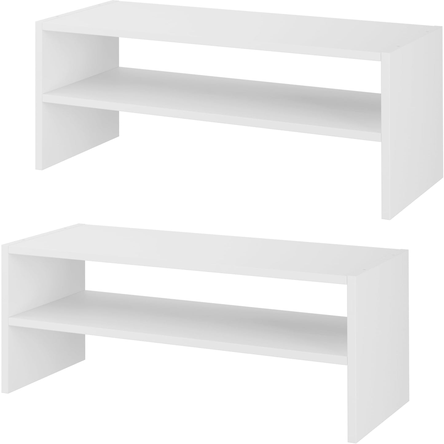 Whitmor Stackable 28" Extra Wide 2-Shelf Storage Organizer, Stackable Wood Combination Shoe