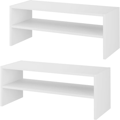 Whitmor Stackable 28" Extra Wide 2-Shelf Storage Organizer, Stackable Wood Combination Shoe