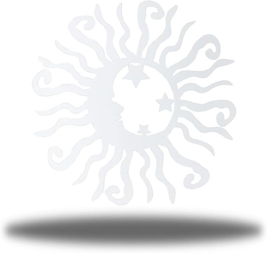 Riverside Designs Wacky Solar Moon Metal Wall Art Steel Outdoor Decor | Heavy-Duty and Waterproof | Made in USA (White, 36L x 36W)