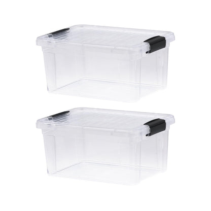 Superio Storage Bins with Lids- 2 Pack, 6.6 Qt Clear Boxes for Organizing, Stackable Plastic