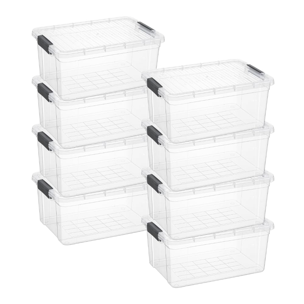 Superio Storage Bins with Lids, Clear Plastic Containers for Organizing, Stackable Totes, BPA Free