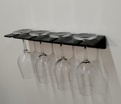 WANLIAN Wine Glass Holder (Pack of 2), Wall Mounted Acrylic Holder for Reception Party and Kitchen Tableware Storage (Black)