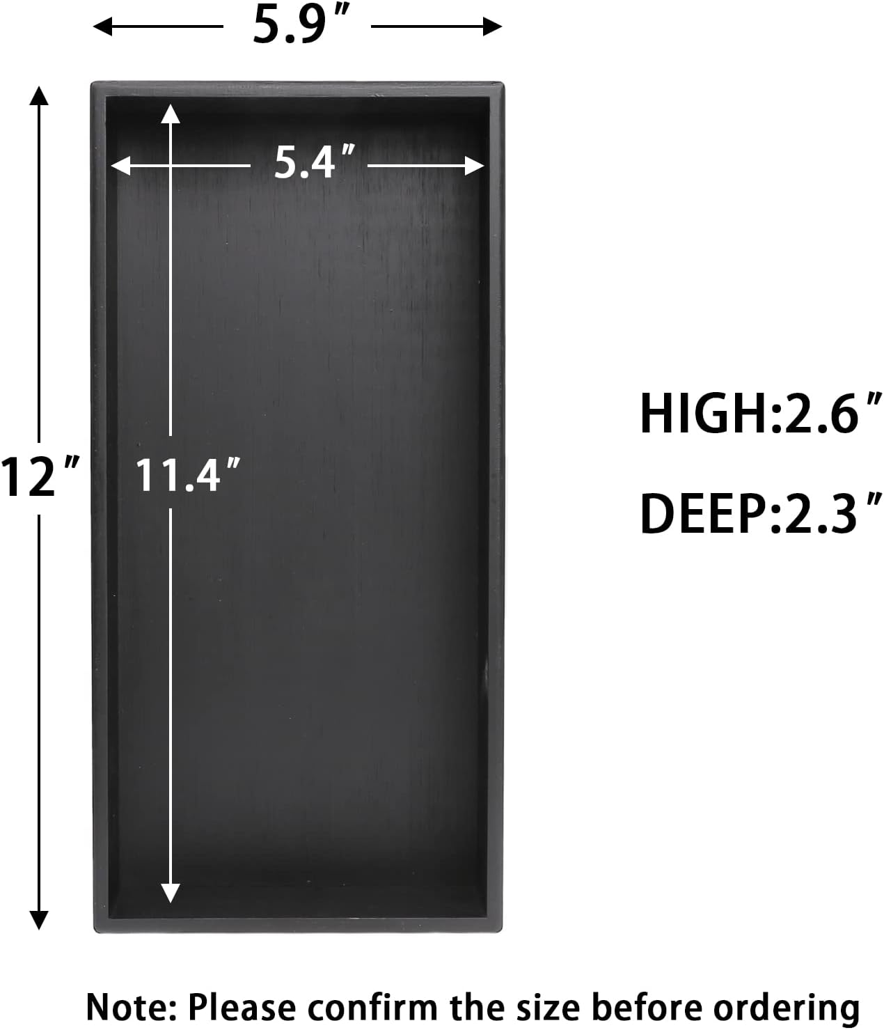 Bamboo Drawer Organizer - Kitchen Utensil Organizer Silverware Tray Cutlery Holder，Office Desk Supplies and Accessories,12 * 5.9 * 2.6,Black