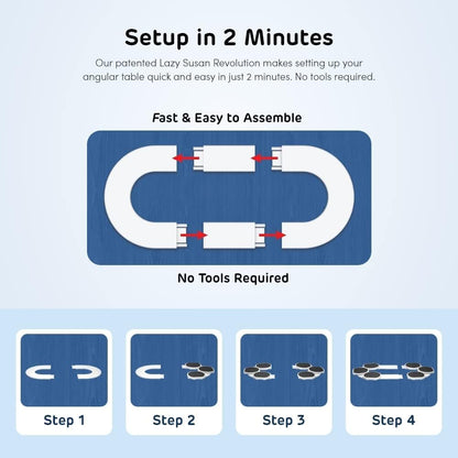 Full Set - Light Gray - The First Patented Lazy Susan Turntable Expandable for Rectangular & Oblong Tables - Kitchen & Dining Tables - Great Gift! Parties & Gatherings.