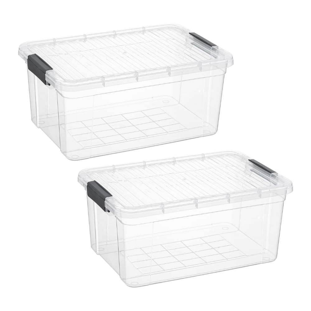 Superio Storage Bins with Lids, Clear Plastic Containers for Organizing, Stackable Totes, BPA Free