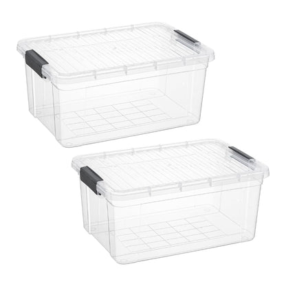 Superio Storage Bins with Lids, Clear Plastic Containers for Organizing, Stackable Totes, BPA Free