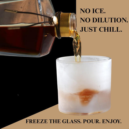 Lake Tahoe Heavy Crystal Whiskey Glasses Gift Set of 2, Thick Freezable Bourbon Glass 1lb Each, Premium Whiskey Gifts for Men, Frozen Crystal Chills Cocktails, 10 oz