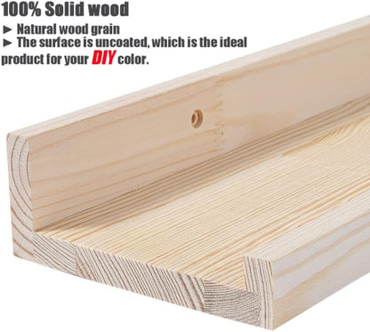 AZSKY Floating Picture Shelves 24 Inch a Set of 3 Wall Mount Long Narrow Photo Ledge Photo Frame Display Shelf Vintage Bookshelf for Nursery Mounting Hardware Included