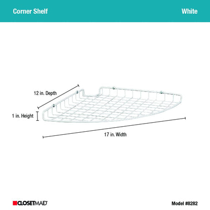 ClosetMaid Corner Shelf Organizer, Wall Mount Hanging Corner Shelves, Durable Steel, White, 8282