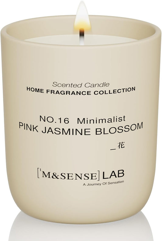 M&SENSE Natural Soy Candle| Pink Jasmine Blossom | 5.3 oz | Minimalist Scented Candle for