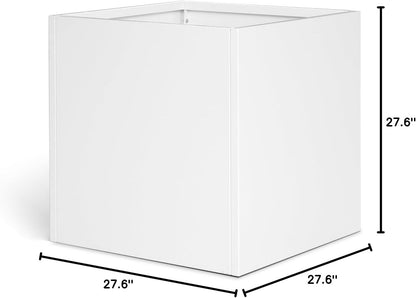 Galvanized Steel Black Planter Box Square 27.6 in Metal Large Planter Box Outdoor Indoor Huge Cube Heavy Duty Flower Pot Modern Commercial Residential for Patio, Deck, Yard, Garden