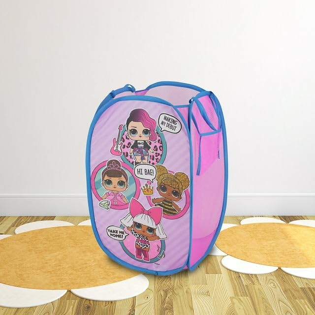 LOL Surprise Pop Up Laundry Hamper,Pink Kids Clothes Storage with Durable Carry Handles, 21" H x