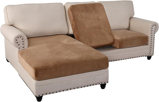 PrinceDeco Sectional Couch Covers 3 Pieces Velvet Sofa Covers L Shape Soft Couch Covers for