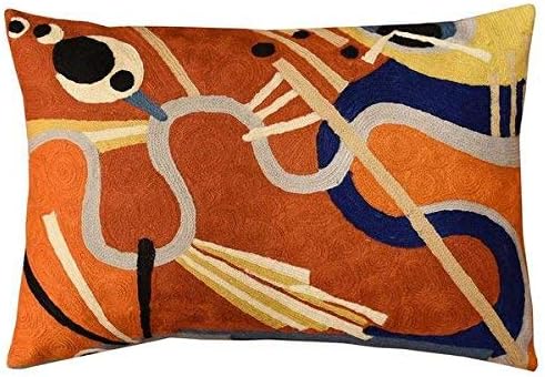 Lumbar Kandinsky Modern Pillow Cover Intuitive Mid Century Chair Cushions Rust Abstract Pillowcase Contemporary Couch Pillowsham Hand Embroidered Cushion Wool Size 14x20