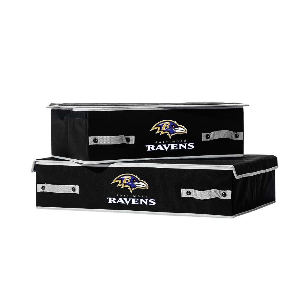 Franklin Sports Baltimore Ravens NFL Storage Bin - Under Bed Container - Folding Portable Bin for