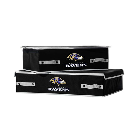 Franklin Sports Baltimore Ravens NFL Storage Bin - Under Bed Container - Folding Portable Bin for