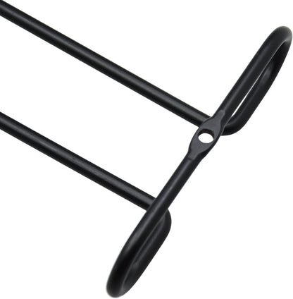 10 Inch Wine Glass Rack Under Cabinet Shelf Stemware Storage Hanging Hanger Organizer Glasses Holder with Drying Under Counter Metal for Kitchen and Bar Set of 4 Black