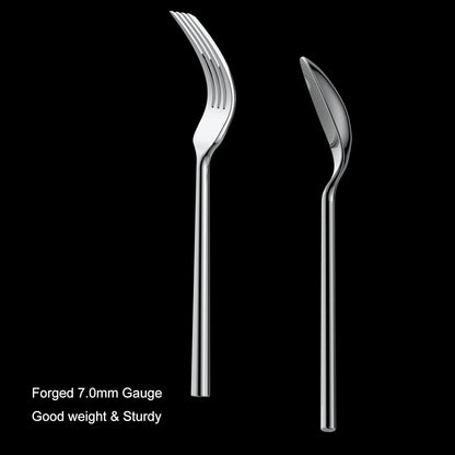 Alata Potter 45-Piece Forged Stainless Steel Flatware Set Cutlery Set,Service for 8,Silver Finish,Dishwasher Safe