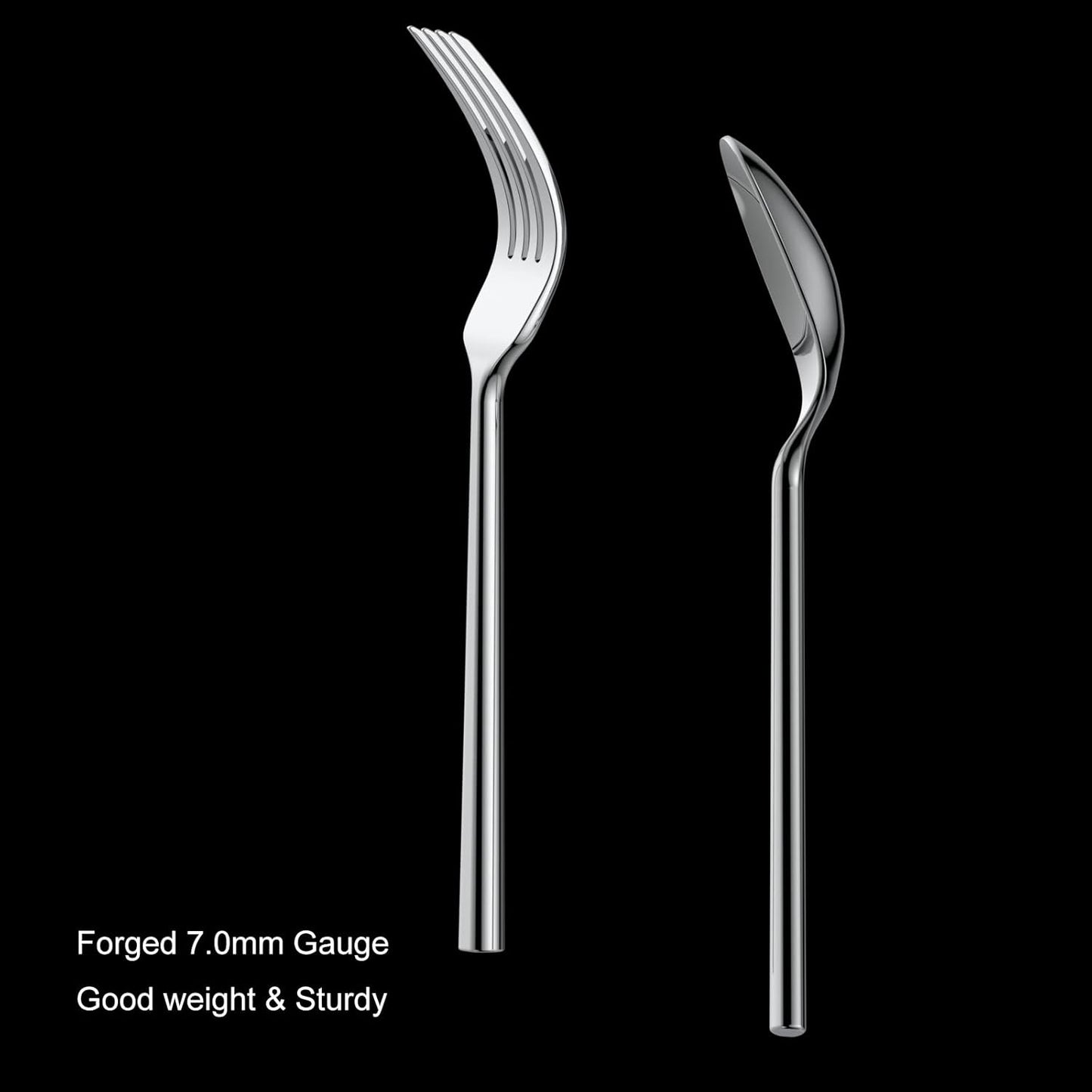 Alata Potter 65-Piece Forged Silverware Set, Service for 12 ??Premium Stainless Steel Flatware Set, Modern Design with Satin Finish, Ideal for Home, Kitchen, Party, Camping