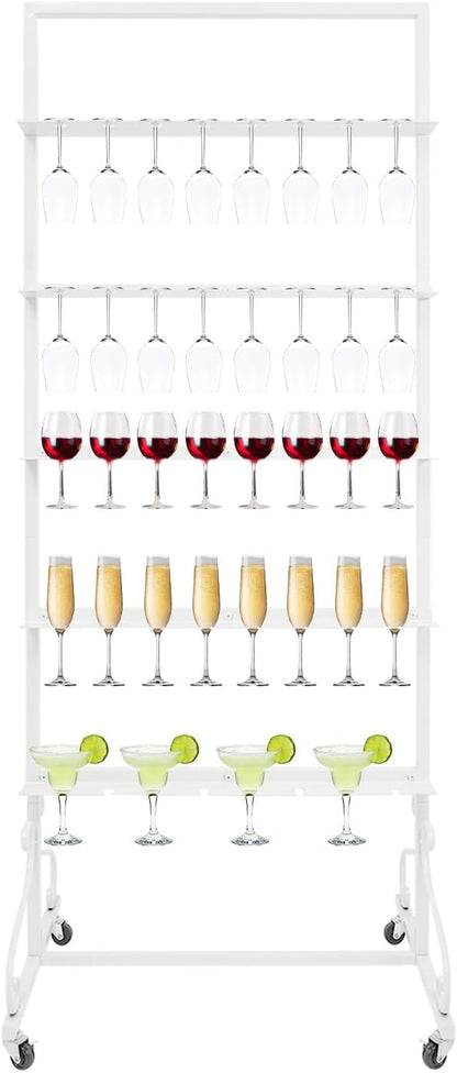 40 Slots Champagne Holder Stand for Party, Wine Glass Display Wall Holder, Stable Wine Glass Stemware Rack for Bar, Wedding, Party (White)